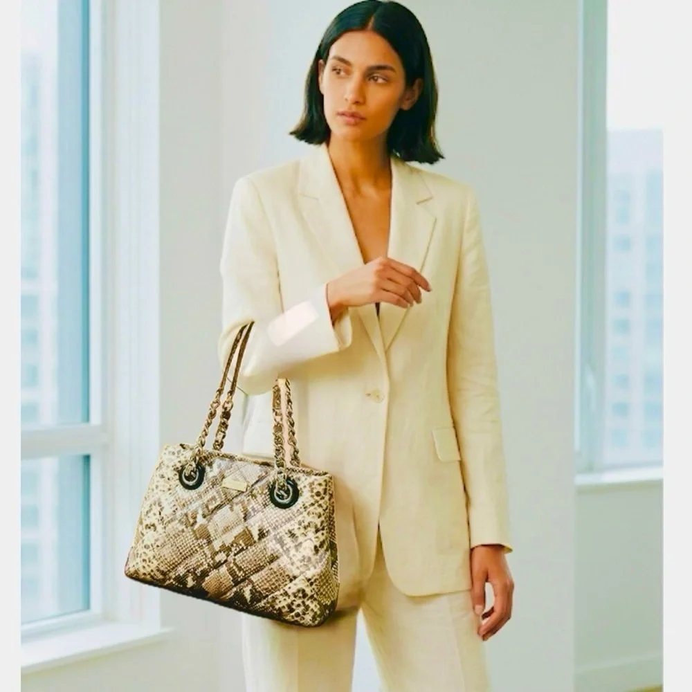 Kate Spade Quilted Maryanne Snakeskin embossed Handbag with dust bag EUC $378